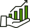 A hand holds a bar graph with a green line, symbolizing proven success in data representation.